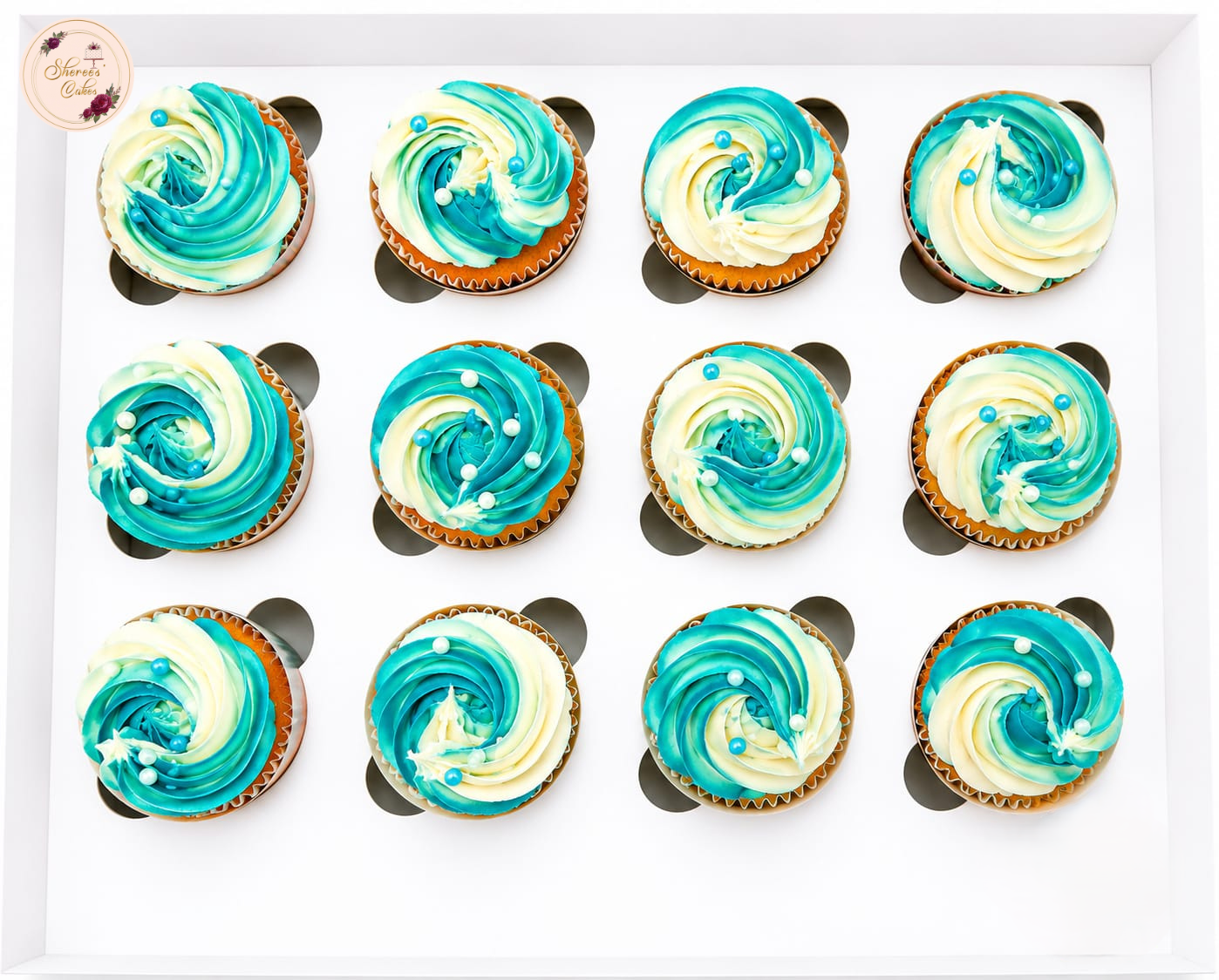Ocean Swirl Cupcake Box